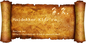 Haidekker Klára névjegykártya